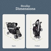Foundations Compass Trio Triple Stroller, 3-Seat Tandem with Canopies and Reclining Seats, Red
