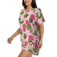 thumbnail image 2 of Susaid Dragon Fruits Print Women's Pajama Set, Button-Up Sleepwear with Elastic Waist Shorts, Perfect for Lounging, Yoga, Beach, and Casual Wear-Medium, 2 of 7