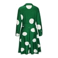thumbnail image 4 of safuny Women's Knee Length A Line Shirt Dress Polka Floral Turn Down Collar Long Sleeve Dress Elegant Casual High Waist Button Fashion Green S, 4 of 5