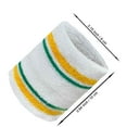 thumbnail image 5 of COUVER 4 Inch Striped Terry Cotton Athletic Sweat Wristbands White Golden Yellow Green 2 Pairs (Mens), 5 of 8