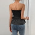 thumbnail image 4 of DuoJiaJ Women's Strapless Tank Top Summer Casual Sleeveless Blouse Beach Vacation Pure Color Basic T Shirt For Women With Jeans Women Vest Black L, 4 of 5