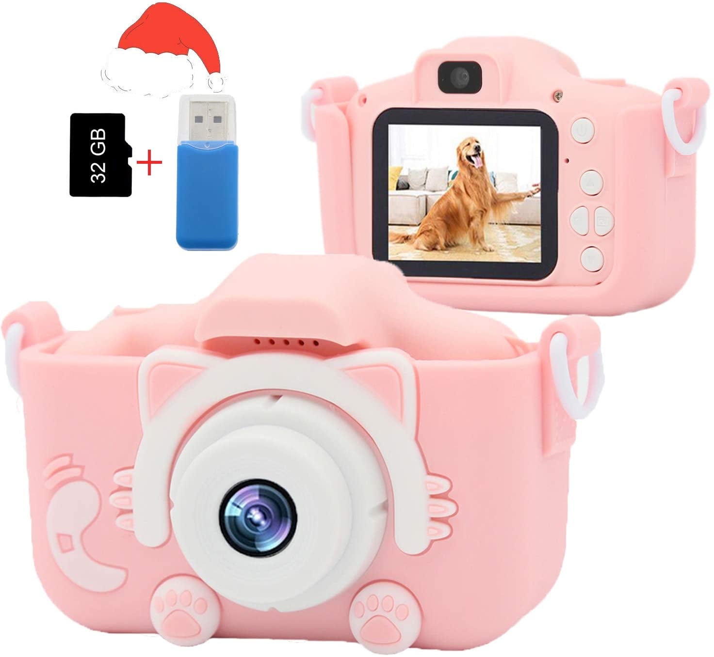 Kids Camera for Girls and Boys 32GB Memory Card Included Digital Dual Camera 2.0 Inches Screen 20.0MP Video Camcorder Anti-Drop Children Selfie Cartoon Camera for Gift 