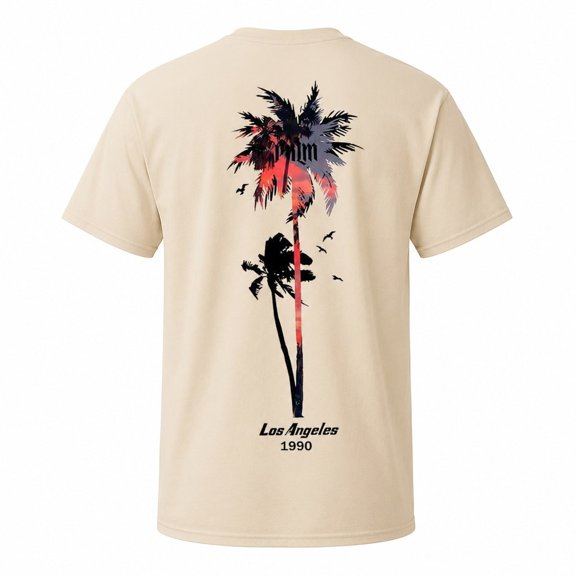 Tropical Palm Tree Graphic Tee, Men's Crew Neck Short Sleeve Cotton T-Shirt, Casual Summer Streetwear, Sizes S-4XL