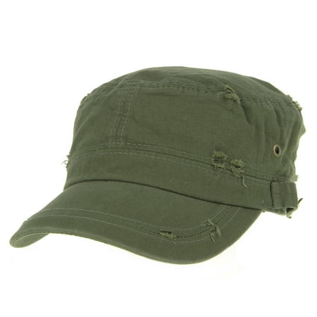 - WITHMOONS Cadet Cap Cotton Vintage Distressed Washed Hat AC4426 (Green)