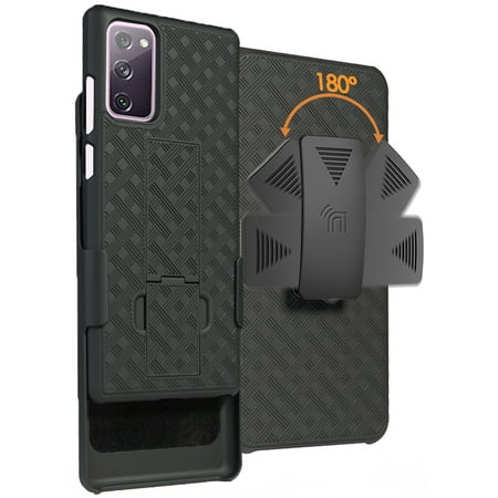 Case and Clip for Galaxy S20 FE, Nakedcellphone [Black Tread] Kickstand Cover with [Rotating/Ratchet] Belt Hip Holster Holder Combo for Samsung Galaxy S20 Fan Edition 5G Phone 2020 (SM-G780, SM-G781)