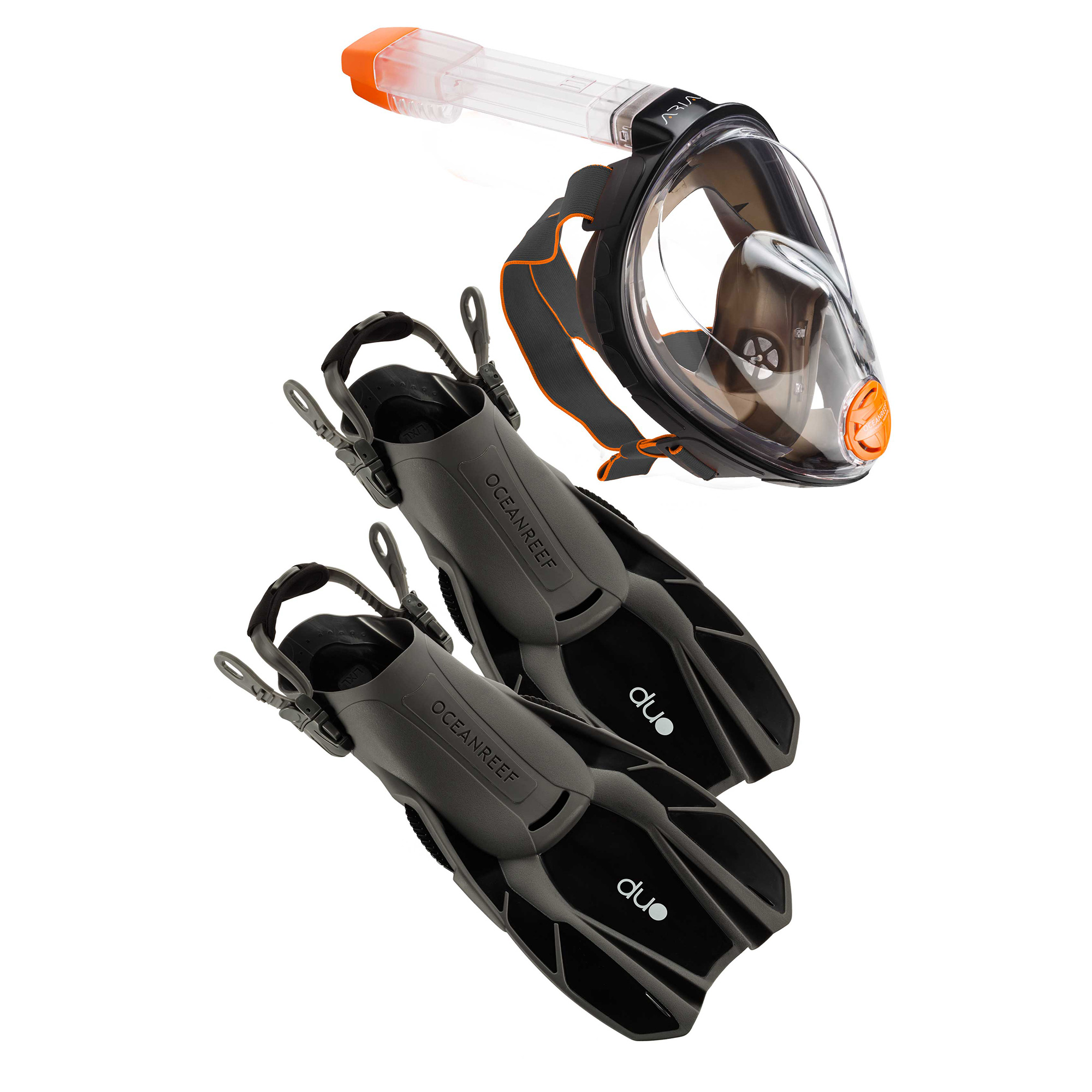 Ocean Reef Duo  Travel Ready Fins Set Scuba, Diving, Freedive, Snorkeling Black