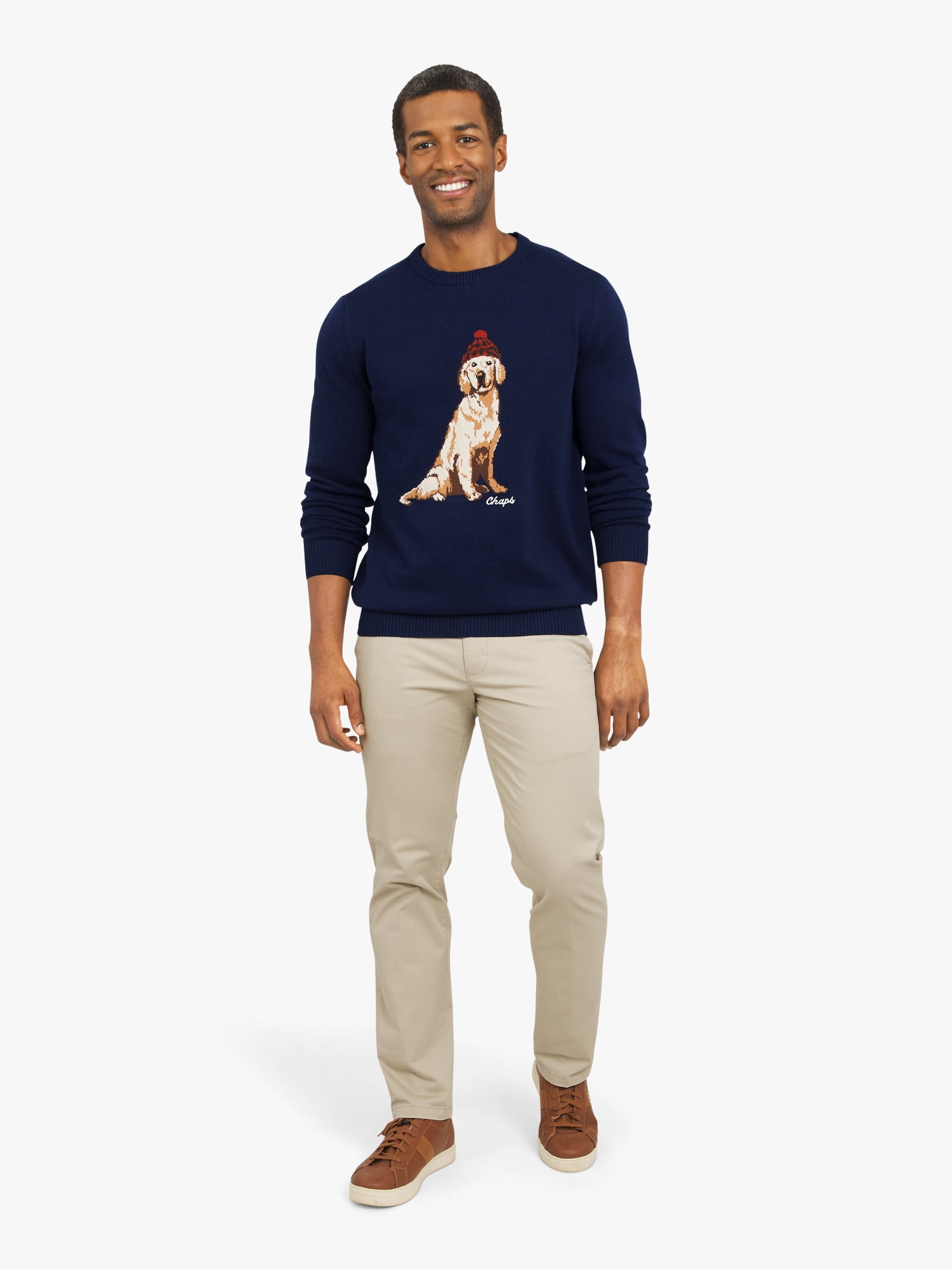Chaps Men's & Big Men's Cotton Novelty Holiday Crewneck Sweater, Sizes S-3XL