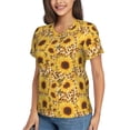thumbnail image 2 of Xecao Abstract Leopard Print Sunflower for Women's V-Neck T-Shirts-Elegant Half-Sleeve Tops Perfect for Summer-X-Large, 2 of 5