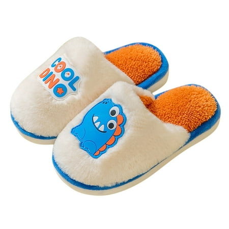 

kpoplk Kids Slippers For Boys Autumn And Winter Children Slippers Girls Boys Flat Non Slip Short Plush Toddler Girl Slippers(A)
