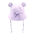 thumbnail image 3 of Jinhomg Toddler Bear Ear Bucket Hat Cute Cotton Breathable Baby Sun Hat with Chin Strap and UPF Protection Outdoor Summer Hats 1-3Y,Purple, 3 of 7