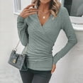 thumbnail image 6 of Women's Hollow Out Detail Blouse, V Neck Long Sleeve Trendy Pullover Top, Modern Sophisticated Top for Night Out or Cocktail Parties, Gray - 2XL, 6 of 6