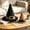 2PC Black&Brown, variant on Halloween Decor Witch Hats Woven Rattan Plastic Tabletop Decor for Porch Entryway Mantel Black