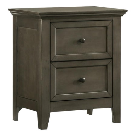 Pemberly Row 2-Drawer Transitional Birch Veneer Wood Nightstand in Gray