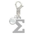 thumbnail image 2 of Delight Jewelry Silvertone Large Greek Letter - Sigma - - Silvertone Clip on Charm with Clear Crystal Drop, 2 of 4