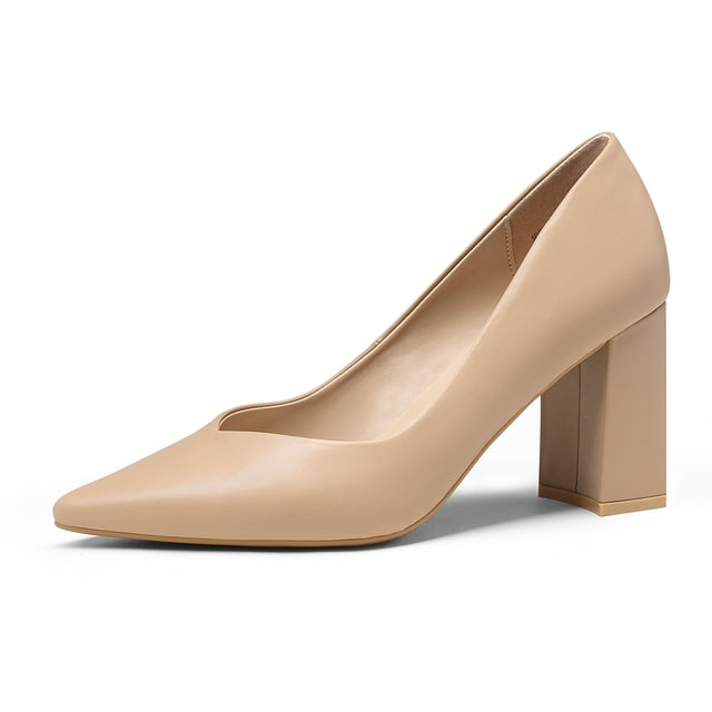 Dream Pairs Las mujeres de alta Chunky cerrado del dedo del pie Tacones puntiagudos del partido de la boda elegante deslizamiento en los zapatos de las bombas SDPU2229W Dream Pairs SDPU2229W