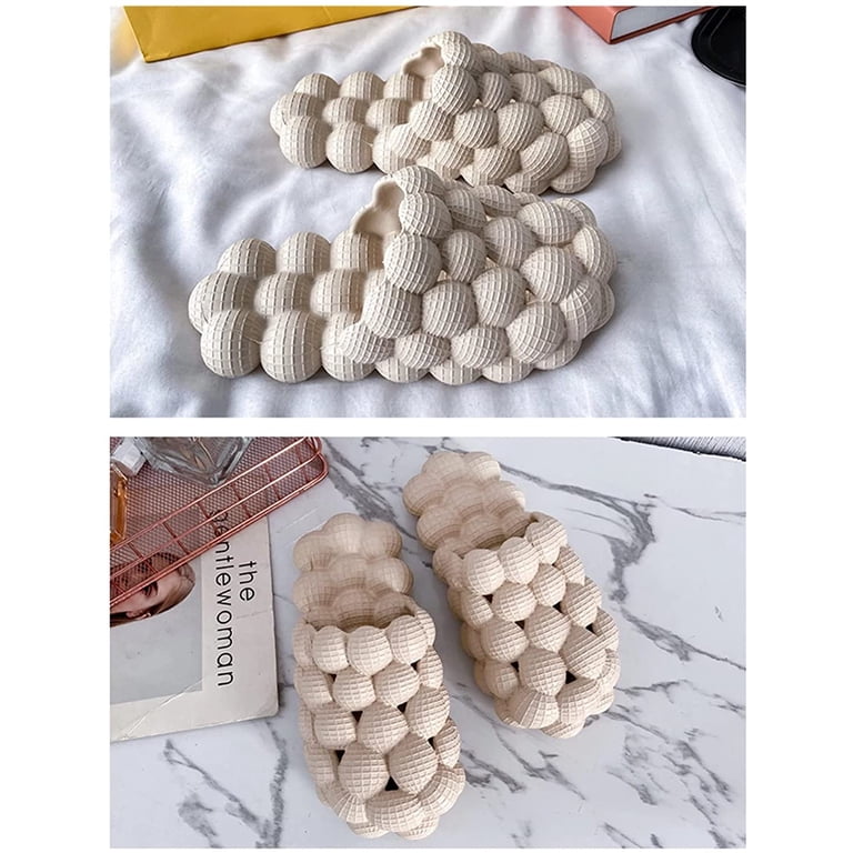 Cream bubble cushion slippers Amazon.com | JSWEI Bubble Slides Slippers for Women Men  main image 2