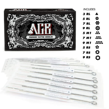 ACE Needles 50 Mixed Assorted Tattoo Needles 10 Sizes - Round Liner Shader