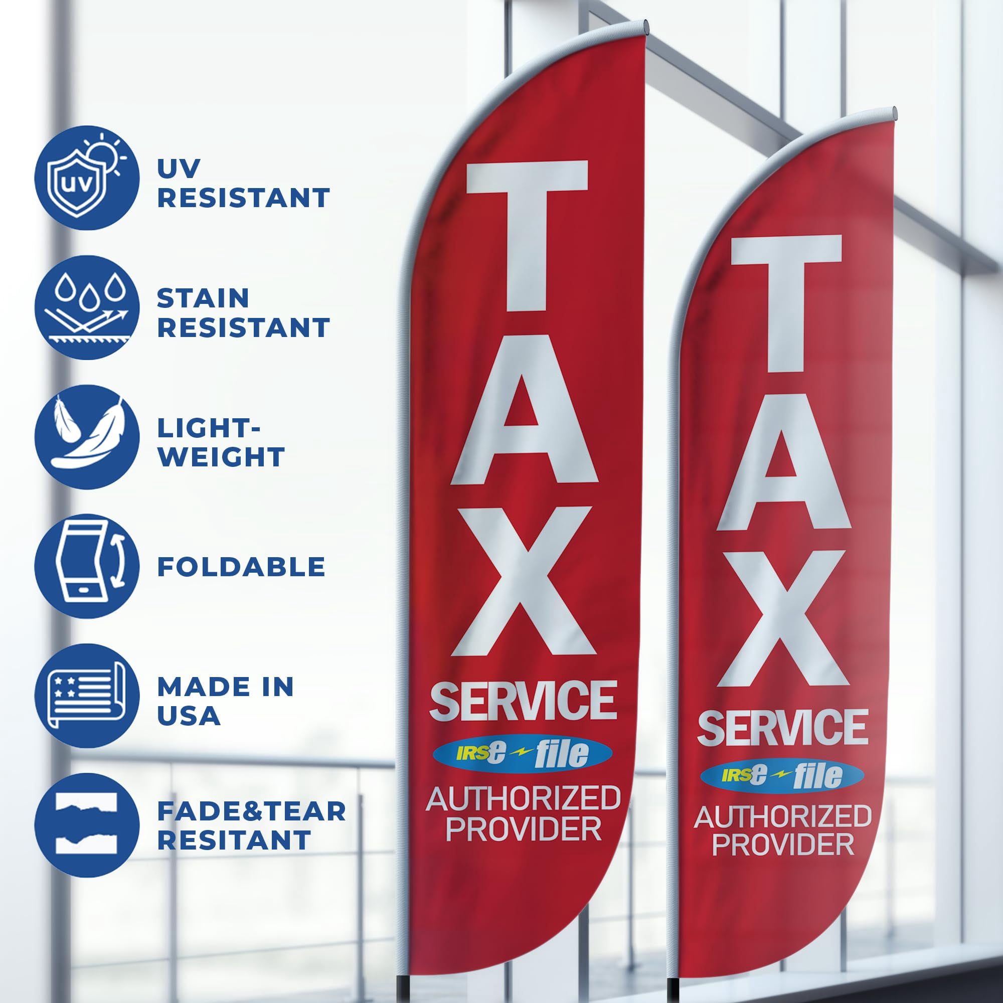 Tax Service Feather Flag(11.5feetX2.5feet) by DreamController | Outdoor Business Advertising Tall Flag | Weather-Resistant Knitted Swooper Flag | Made in USA | HD Print (Flag Only)10