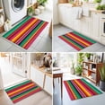thumbnail image 4 of Entryway Rug 2'x3', Mexican Style Kitchen Runner Rugs Non-Slip Carpet Mats, Colorful Mexico Stripes Green Red Bedside Rugs Runners Washable Floor Carpet for Bathroom Laundry Room, 4 of 8