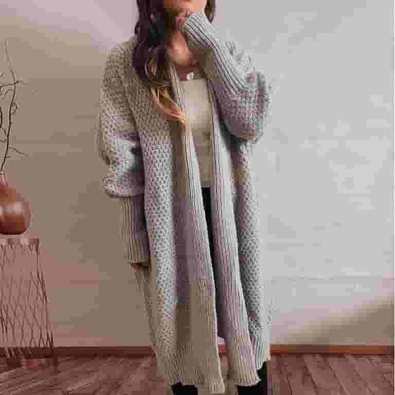 Jona Cardigan Cardigan Braun Cardigan Strickjacke Lang Long
