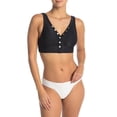thumbnail image 3 of Tommy Hilfiger BLACK Ribbed Snap-Front Bikini Swim Top, US X-Small, 3 of 4