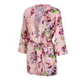 thumbnail image 5 of Dihao Silk Robes for Women Floral Printing Trim Satin Bride Robe 3/4 Sleeve Sexy Kimono Robe Sleepwear Women Solid Color Tie Straps Ice Shreds Taste Fashion Sexy Bathrobe Robe, 5 of 6