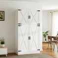 thumbnail image 4 of iSunirm 71'' Modern Farmhouse Armoire Wardrobe Closet with Clothes Hanging Rod, 4 Door Wardrobe Closet with Adjustable Storage Shelves, Wardrobe for Bedroom, White, 4 of 9