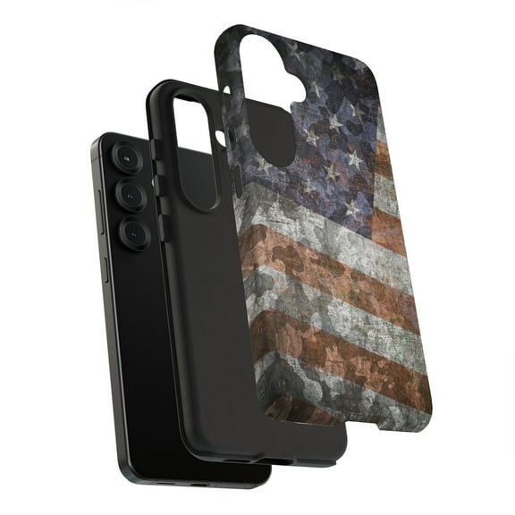 For Samsung Galaxy S22, Dual-Layer, American Flag 2 Print, USA