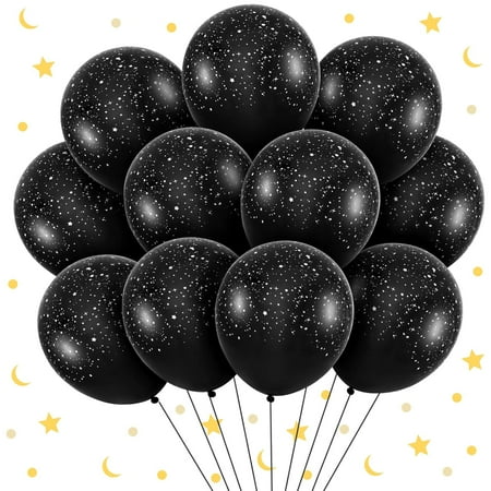 60 Pcs 12 Inch Galaxy Birthday Party Balloons Black Latex Outer Space Planet Balloons Space Theme Birthday Party Decorations Supplies for Teens and Adult