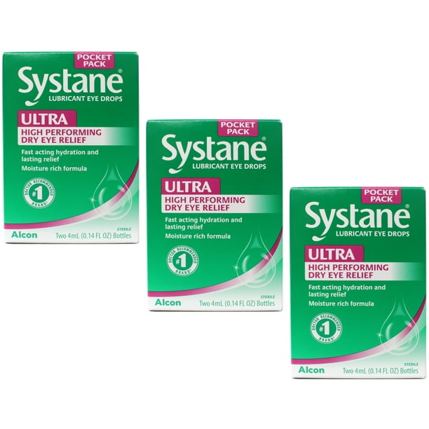 3 Pack Systane Ultra Eye Drops Lubricant High Performance 2 Ct 4mL bottles Each