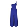 thumbnail image 4 of qolati Women's Summer Rompers One Shoulder Sleeveless Tie Strap Belted Waist Overalls Elegant Flowy Cocktail Party Jumpsuit with Pockets, 4 of 6