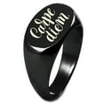 thumbnail image 1 of Sterling Silver Carpe Diem Calligraphy Engraved Oval Flat Top Polished Ring, 1 of 1
