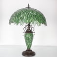 thumbnail image 3 of Tiffany Style Table Lamp W16H24 Inch Tall Green Stained Glass Wisteria Lampshade Antique Night Light Base S523  LAMPS Lover Living Room Bedroom Office Study Reading Desk Nightstand Art Gifts, 3 of 6