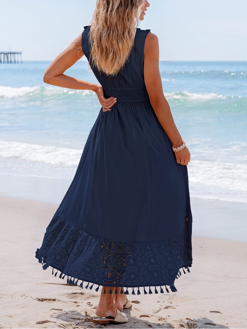 knee length dresses for ladies Flowy Red Maxi Dress with Cape | Beach Wedding Guest & Resort Wear