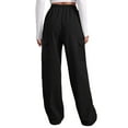 thumbnail image 3 of Women Cargo Pants Fleece Lined Wide Leg Sweatpants High Waisted Baggy Drawstring Sweatpants Winter Clothes Pant, 3 of 7