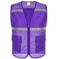 thumbnail image 1 of GOGO Unisex US Big Mesh Volunteer Vest Zipper Front Safety Vest with Reflective Strips and Pockets-PURPLE1-US XL, 1 of 3