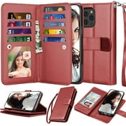 Njjex Compatible with iPhone 12 Pro Max Case/iPhone 12 Pro Max Wallet Case 6.7" (2020), [9 Card Slots] PU Leather Card