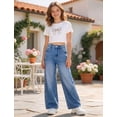 thumbnail image 2 of OYYN Girls Baggy Jeans Wide Leg High Waist Y2K Streetwear Boyfriend Skater Denim Pants School Casual Wear, 2 of 7