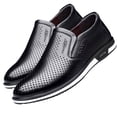 thumbnail image 4 of Men's Perforated Faux Leather Slip on Loafers, Breathable Hollow out Soft Lightweight Casual Dress Shoes for Driving Travel Walking Office, 4 of 6