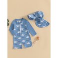 thumbnail image 3 of aturustex Toddler Boy Rash Guard Swimsuit with Hat 3M 6M 12M 18M 2T 3T Infant 2 Pcs Zipper Swimwears Set Long Sleeve Jumpsuits Coconut Tree Whale Lobsshion Beachwear for Holiday Summer Party, 3 of 7