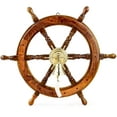 thumbnail image 2 of Nagina International Nautical Premium White Wooden Hub Ship Wheel | Aluminum Polished Bell | Pirate Decor Gift (48 Inches), 2 of 3