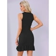 thumbnail image 3 of DARING DIVA Ruffle Ribbed Sleeveless Knit Bodycon Tank Mini Dress M Black, 3 of 6