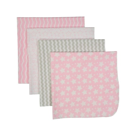 UPC: 0620281034411 | 3 Stories Trading Co 4 Pack Flannel Cotton Baby Receiving Blankets Pink