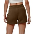 thumbnail image 4 of CQONEPT Womens Sweat Shorts With Elastic Waistband Short Pants Athletic Casual Drawstring Jogger Shorts with Pockets Brown L, 4 of 7