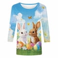 thumbnail image 4 of Inverlee Easter Day Tees for Women Cute Bunny Graphic 3/4 Sleeve Plus Size Shirts Trendy Loose Fit Round Neck Blouses, 4 of 5