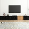 thumbnail image 2 of Faux Marble & Walnut Tv Stand, 4 Storage Drawers, Accommodates 88" Tvs, Black Chic Living Room Furniture Stylish Stand With Walnut, Up To Tv, Furnishing Option Accessory Piece, 2 of 6