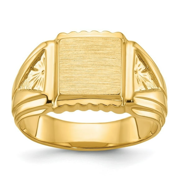 Auriga Fine Jewelry 14K Yellow Gold 10x10mm Men's Square Signet Ring Size 10