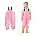 thumbnail image 2 of TEAJOPSUU Kids Baby Rain Pants Waterproof Rain Bib Pants Toddler Kids Boys Girls Rain Jumpsuit Windproof Waterproof Mud Jumpsuit B-Pink, 2 of 5