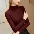 thumbnail image 2 of yillto Thermal Tops for Women Mock Neck Pullover Layered Slim Shirts Turtleneck Basic Warm Clothes, 2 of 6