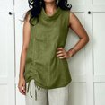 thumbnail image 6 of VBVC Women's Cotton Linen Side Ruched Tank Top , Ladies' Sleeveless Cowl Neck Tunic Blouse , Summer Casual Elegant Vacation Shirt For Women,Army Green,S-2XL, 6 of 8
